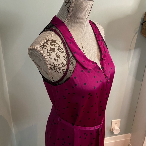 Peter Pan Collar Dress with Polka Dots and Mesh, S - Picture 6 of 12